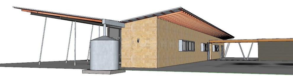 Butterfly House cantilevered windows at stone facade