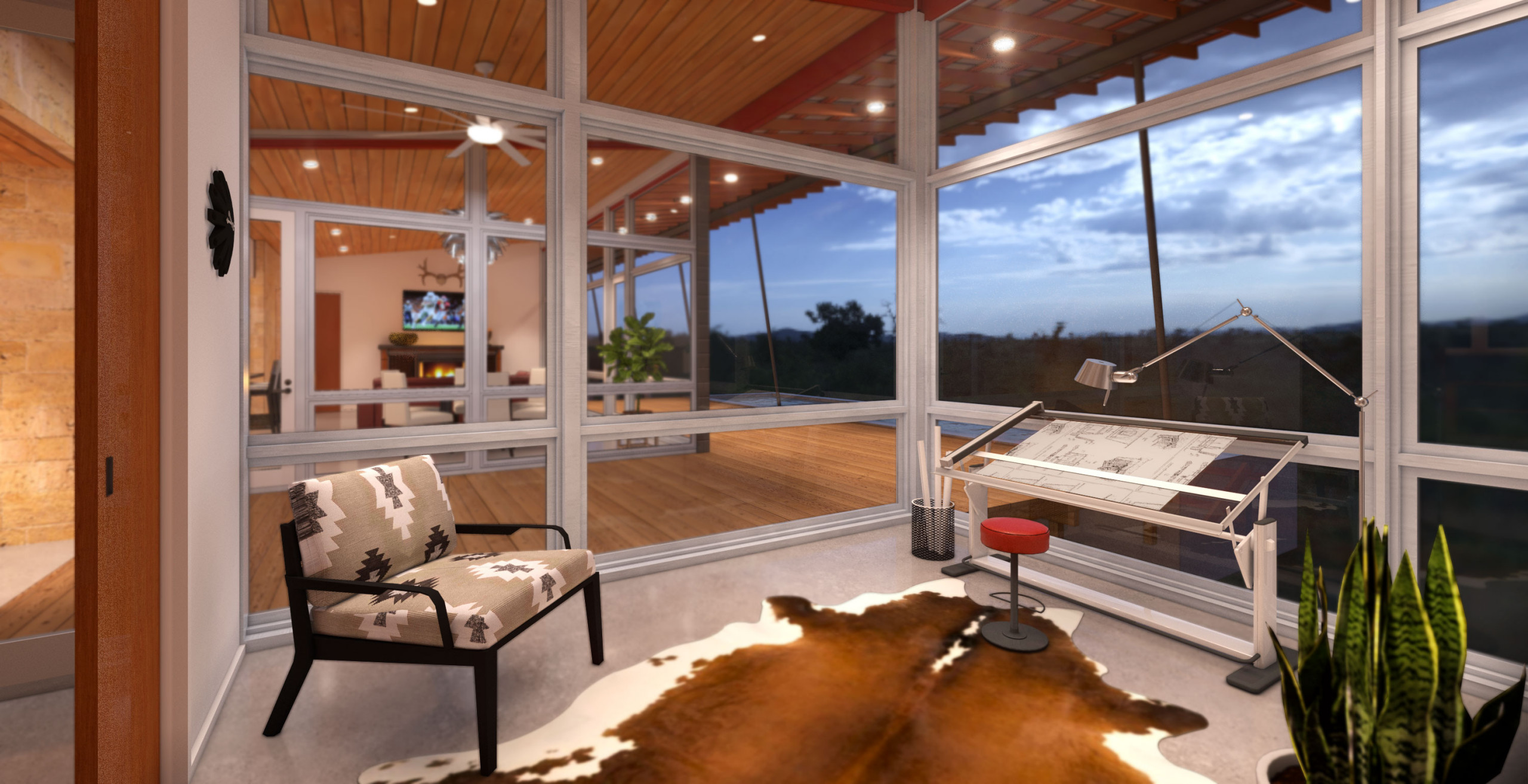 Butterfly House office and guest room view