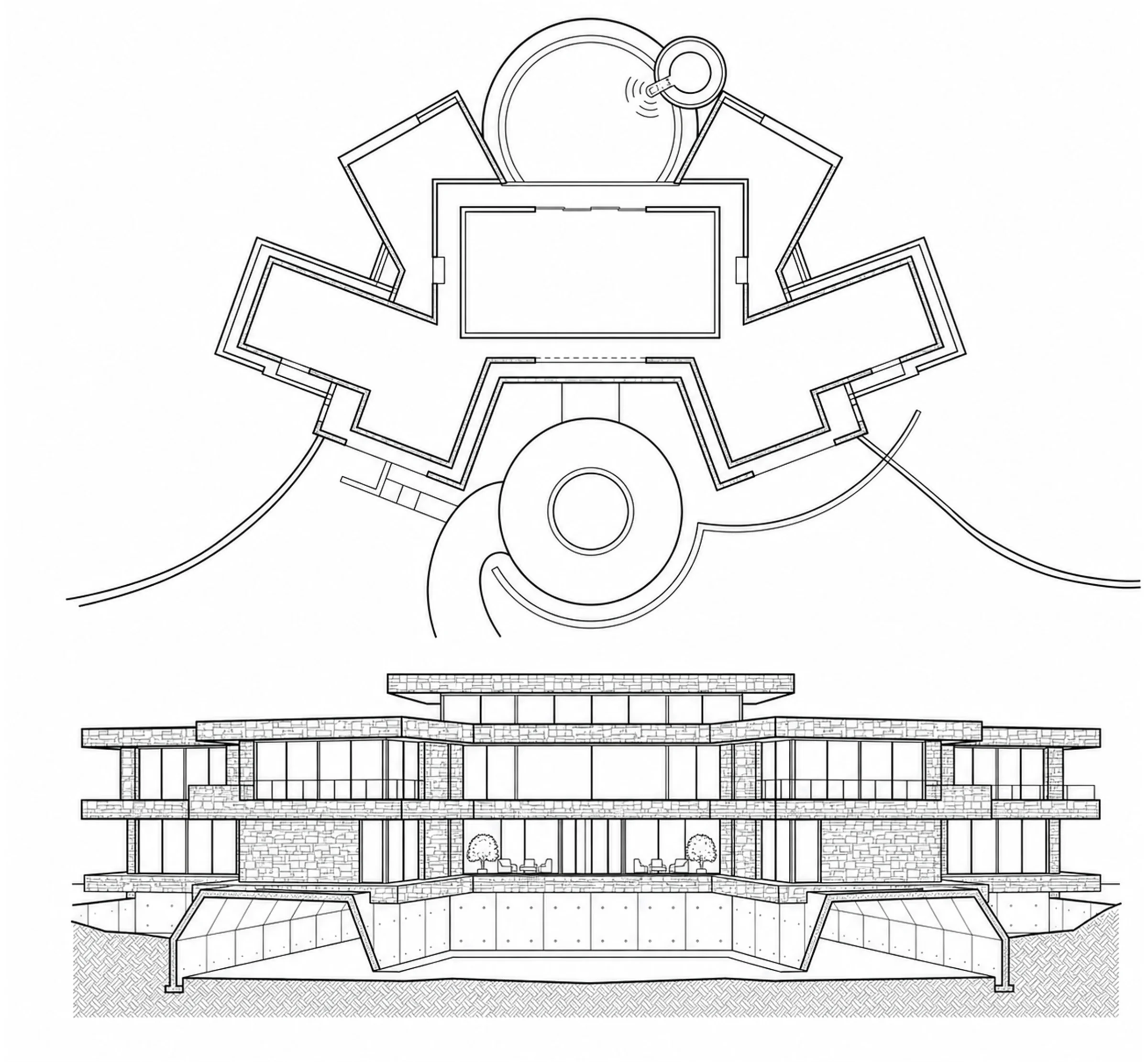 Edge Falls plan and front elevation concept study