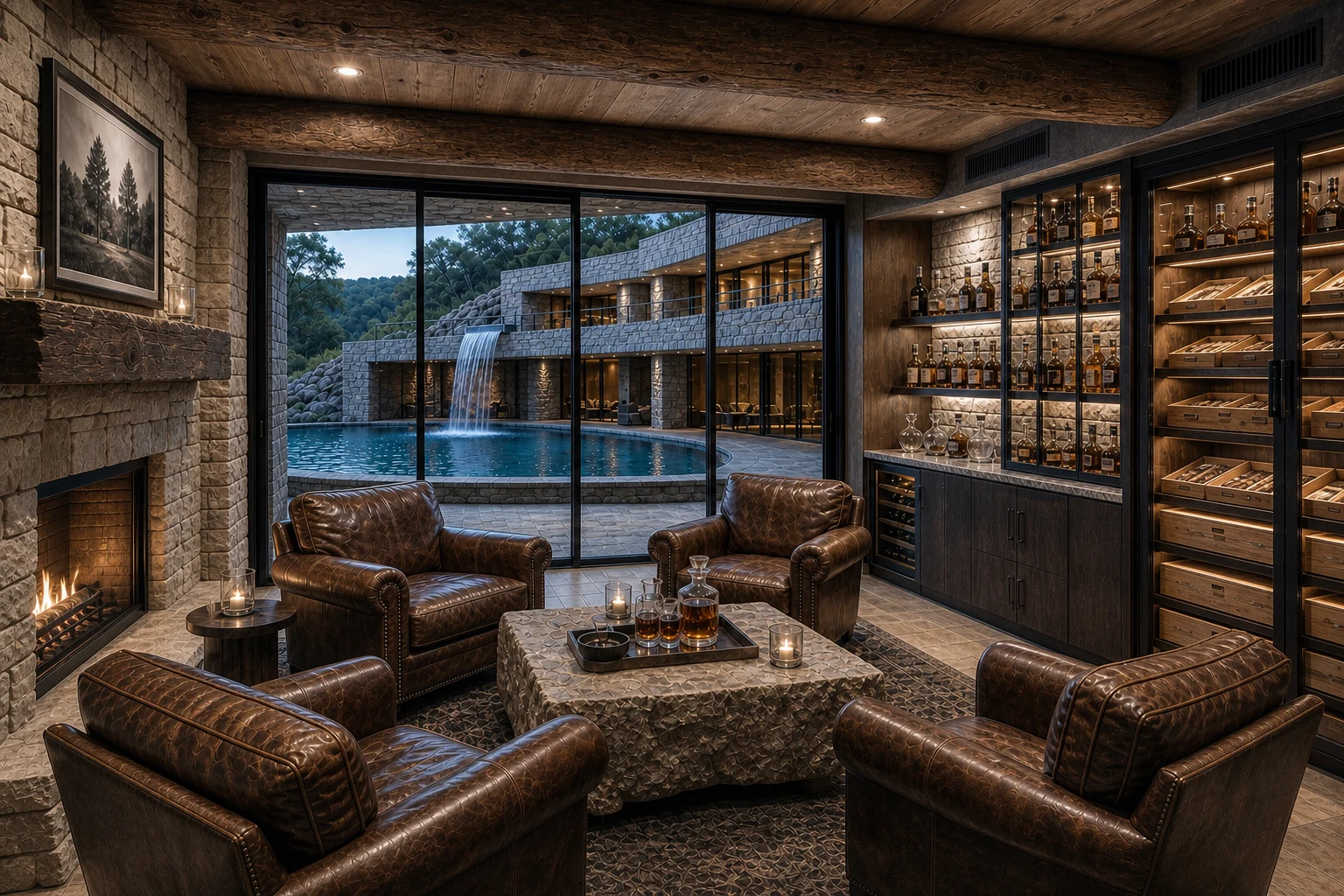Edge Falls whiskey and cigar lounge concept
